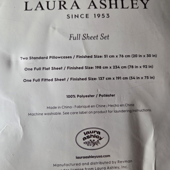 Laura Ashley Pink Bow Full Sheet Set - Picture 5 of 6